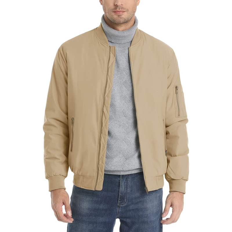 MAGCOMSEN Men's Bomber Jacket Fall Winter Warm Jackets Full Zip Padded Coats Windproof Thick Jackets Outwear Zipper Pockets - Image 2